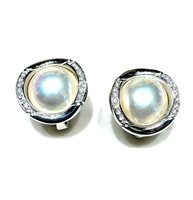 Orecchini Donna Collezione Perle in Oro bianco Perla CLIP MABE DIA CT Sommer 0.28